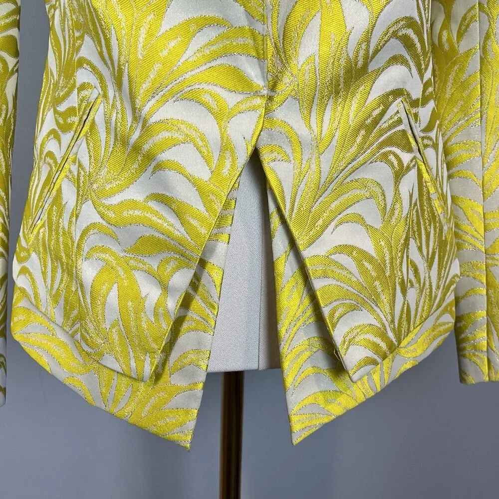 Intermix Bayley Jacket Womens Size Medium Printed Yellow Metallic Evening NWT - Picture 5 of 14